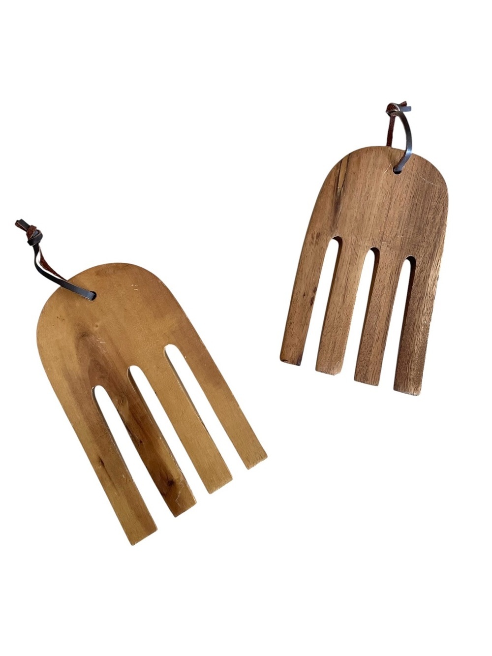 Vintage Wooden Salad Servers in Natural Brown